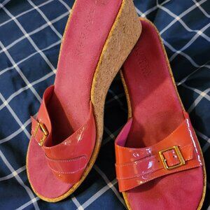 Ralph Lauren suede-cork-patent leather sandals